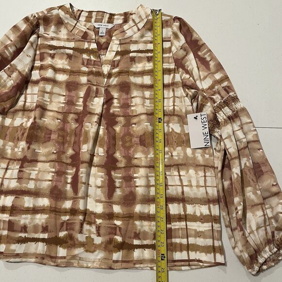 Nine West Size Large Smocked Puff Sleeve Popover Top Women NWT - Picture 5 of 9